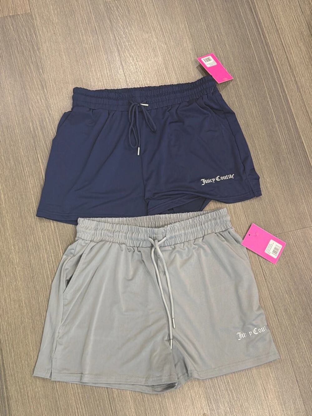 Juicy Couture 2-Pack Women's Dry Fit 3" Athletic Shorts • Medium • Navy & Gray